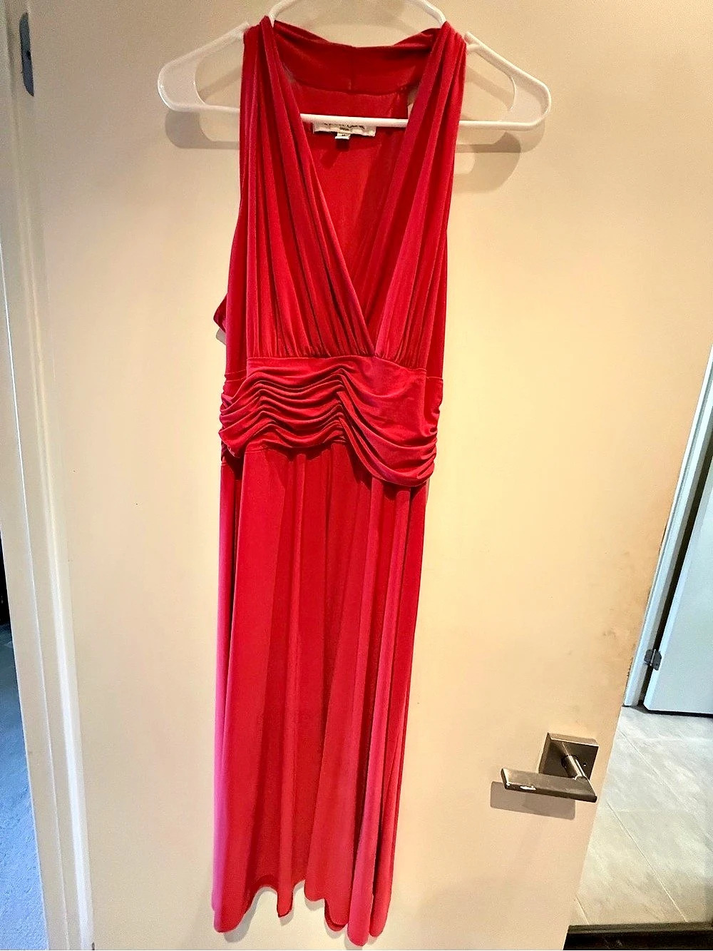 Evan-Picone Ruched Maxi Dress in Red Size 10
